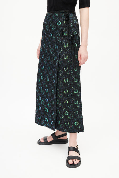 Dries Van Noten Black 
Multicolour Floral Jacquard Wrap Skirt