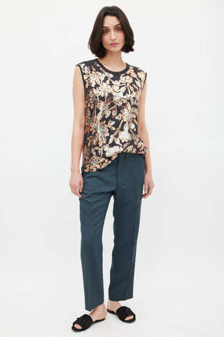 Dries Van Noten Black 
Multicolour Floral Sequin Tank Top