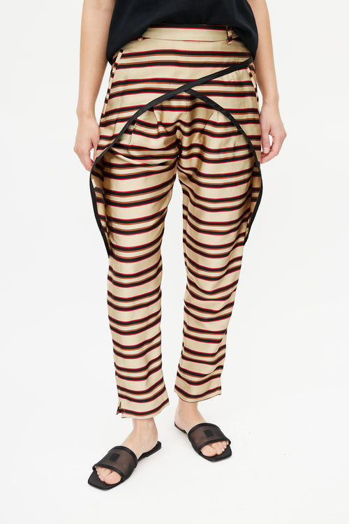 Dries Van Noten Black 
Multicolour Metallic Stripe Trouser