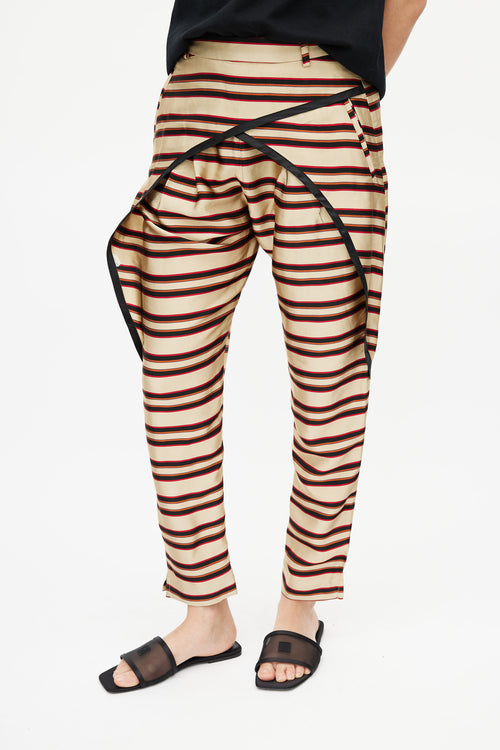 Dries Van Noten Black 
Multicolour Metallic Stripe Trouser