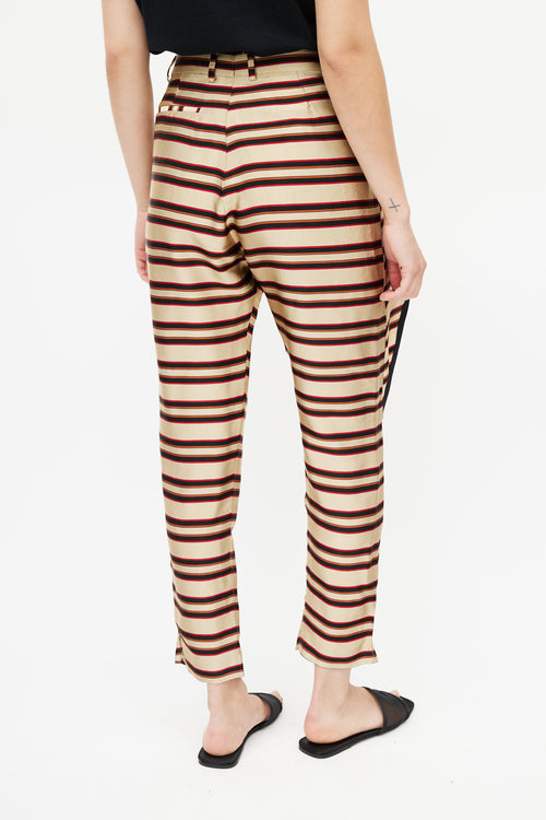 Dries Van Noten Black 
Multicolour Metallic Stripe Trouser