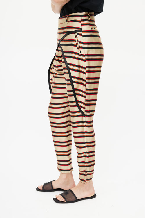 Dries Van Noten Black 
Multicolour Metallic Stripe Trouser