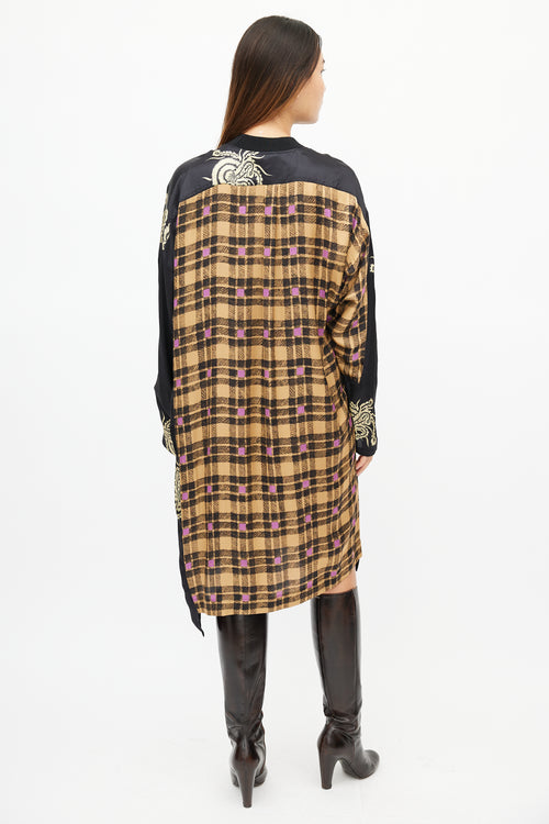 Dries Van Noten Black 
Multicolour Plaid Dress