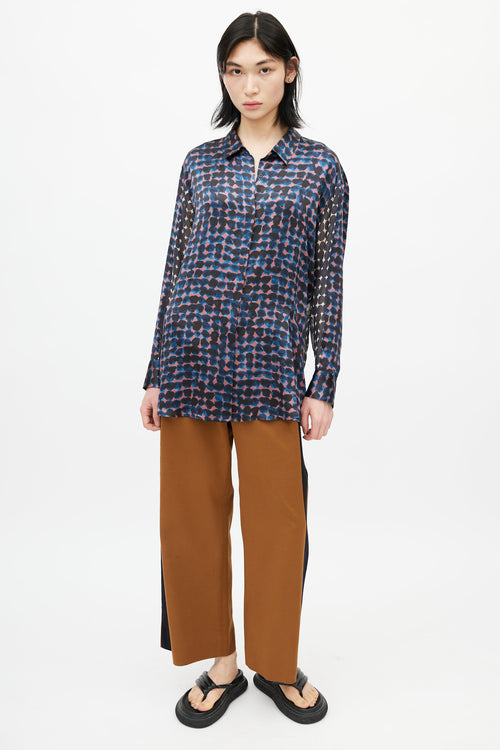 Dries Van Noten Black 
Multicolour Polka Dot Silk Shirt