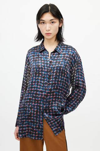 Dries Van Noten Black 
Multicolour Polka Dot Silk Shirt