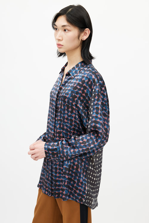 Dries Van Noten Black 
Multicolour Polka Dot Silk Shirt