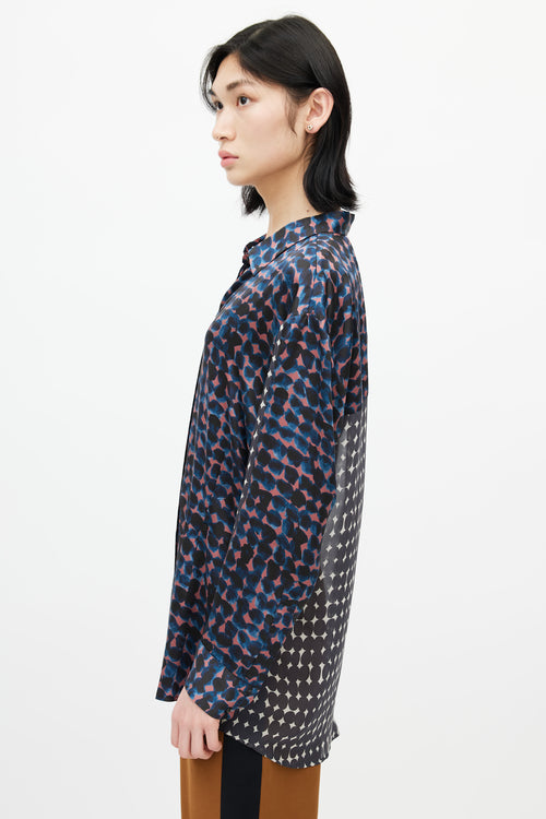 Dries Van Noten Black 
Multicolour Polka Dot Silk Shirt