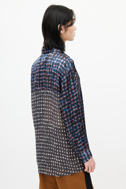 Dries Van Noten Black 
Multicolour Polka Dot Silk Shirt