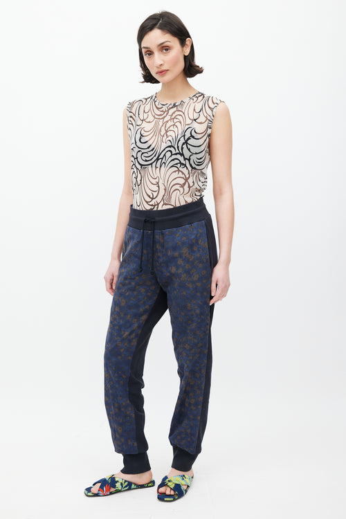 Dries Van Noten Black 
Multicolour Quilted Printed Trouser