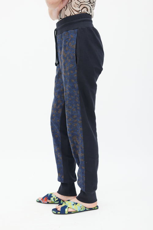 Dries Van Noten Black 
Multicolour Quilted Printed Trouser