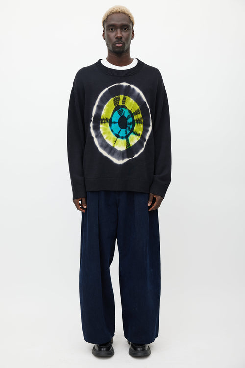 Dries Van Noten Black 
Multicolour Wool Tie Dye Sweater