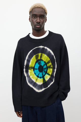 Dries Van Noten Black 
Multicolour Wool Tie Dye Sweater