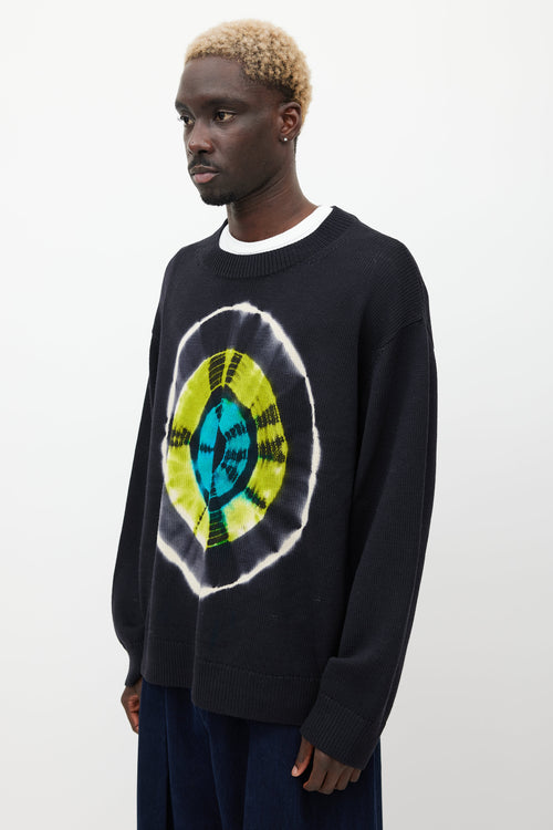 Dries Van Noten Black 
Multicolour Wool Tie Dye Sweater