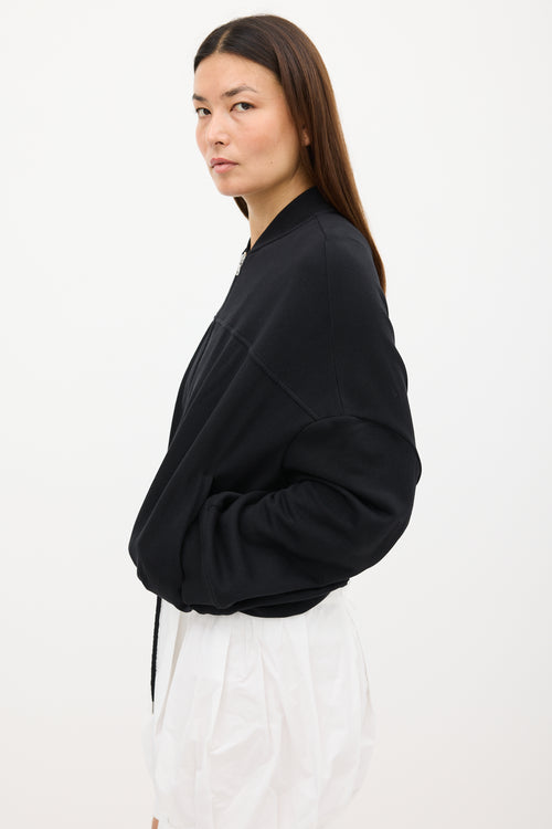 Dries Van Noten Black Oversized Cinched Bomber Jacket