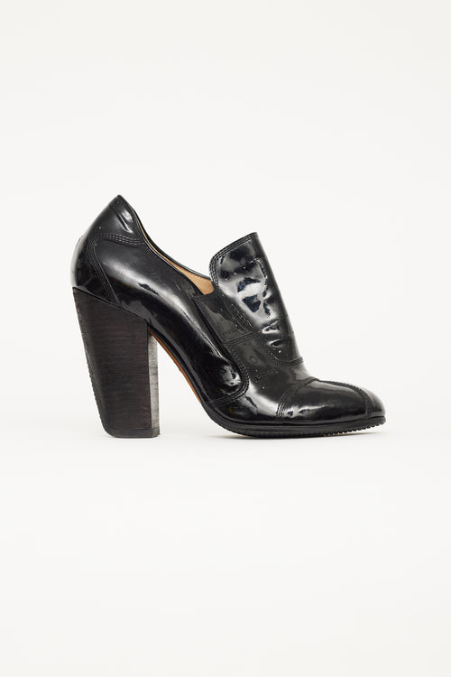 Dries Van Noten Black Patent Velcro Strap Pump