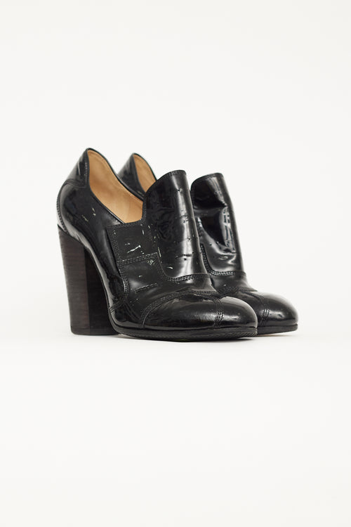 Dries Van Noten Black Patent Velcro Strap Pump