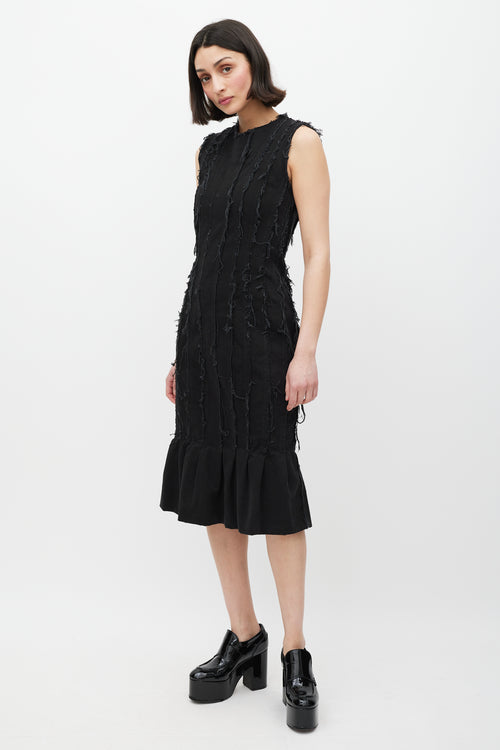 Dries Van Noten Black Pleated Distressed Dress