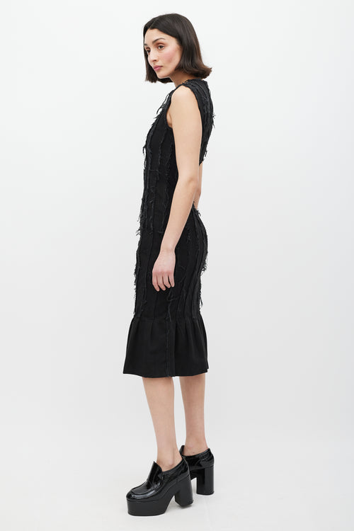 Dries Van Noten Black Pleated Distressed Dress