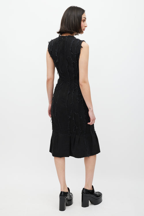 Dries Van Noten Black Pleated Distressed Dress