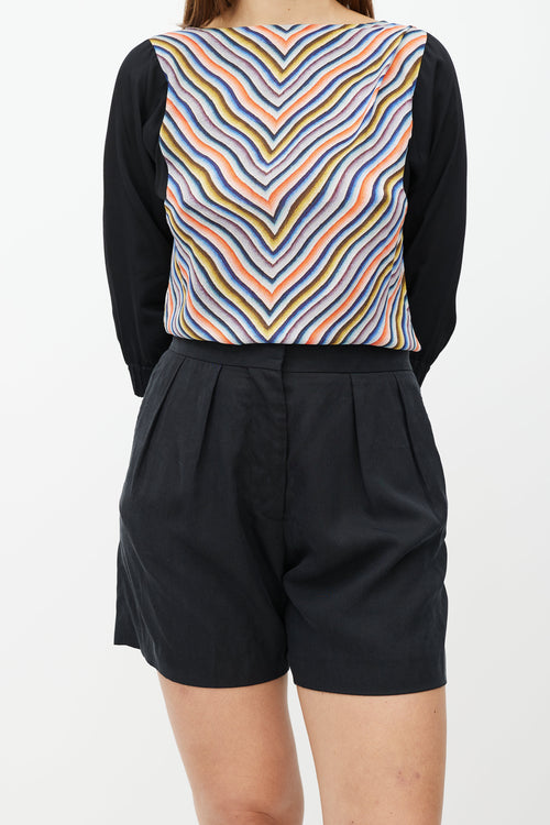 Dries Van Noten Black High Pleat Waist Shorts