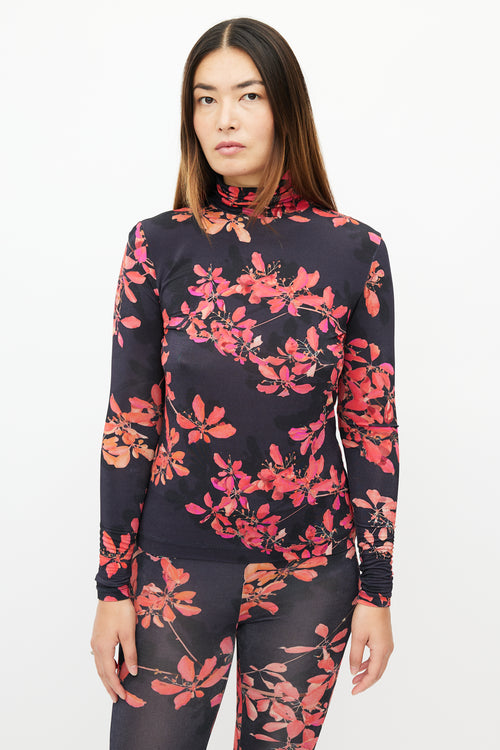 Dries Van Noten Black 
Red Floral Co-Ord Set