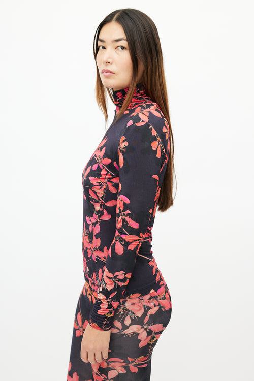 Dries Van Noten Black 
Red Floral Co-Ord Set