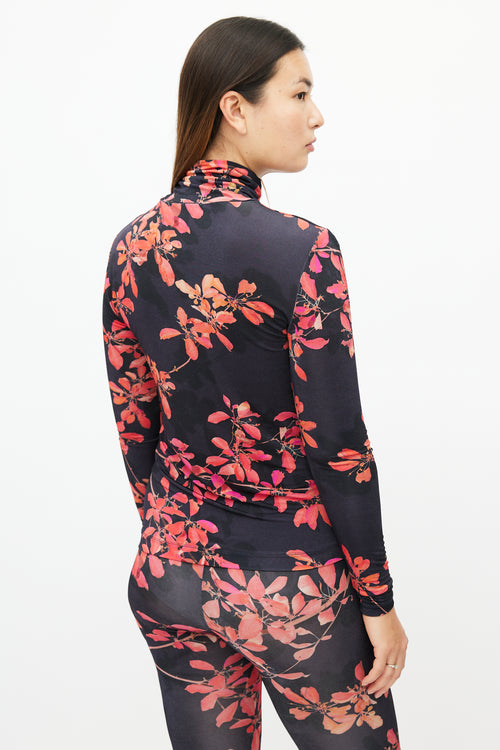 Dries Van Noten Black 
Red Floral Co-Ord Set