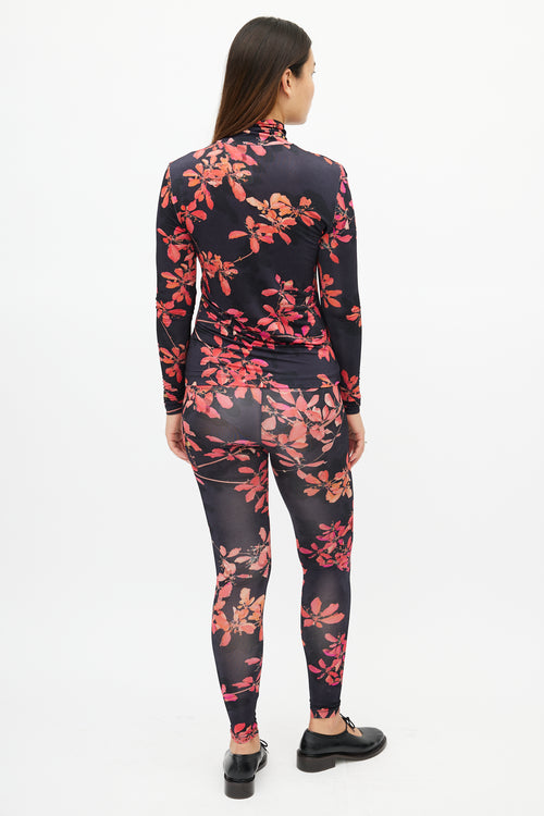 Dries Van Noten Black 
Red Floral Co-Ord Set