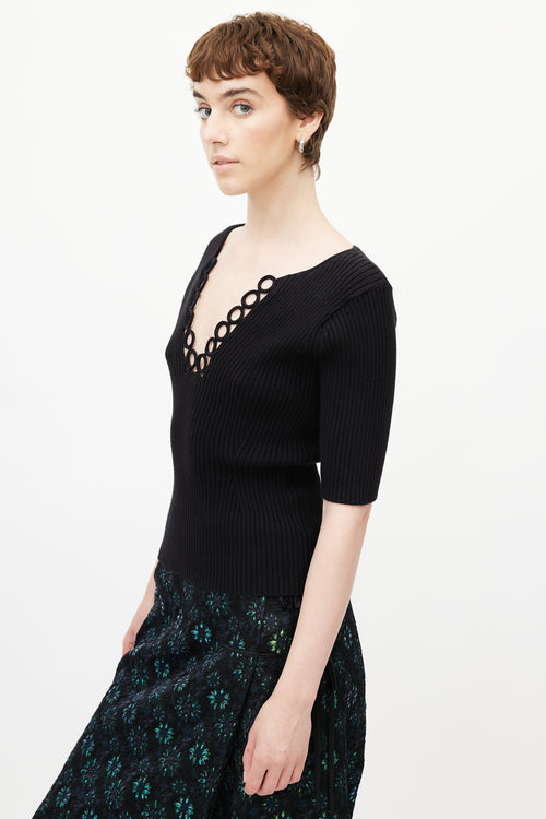 Dries Van Noten Black Ribbed Circle Knit Top