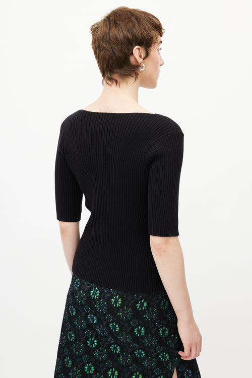 Dries Van Noten Black Ribbed Circle Knit Top