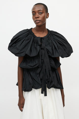 Dries Van Noten Black Ruffled Tie Shirt