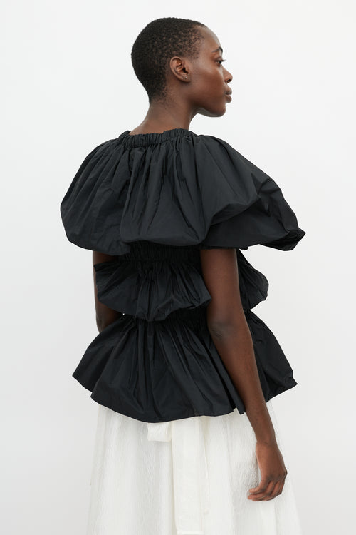 Dries Van Noten Black Ruffled Tie Shirt