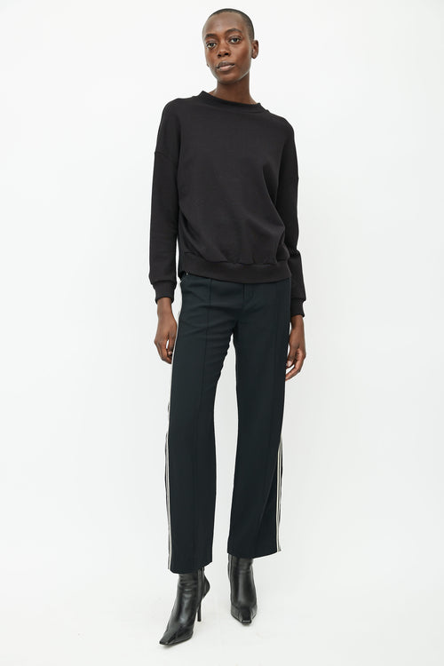 Dries Van Noten Black Satin Panelled Crewneck