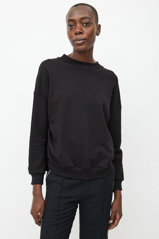 Dries Van Noten Black Satin Panelled Crewneck