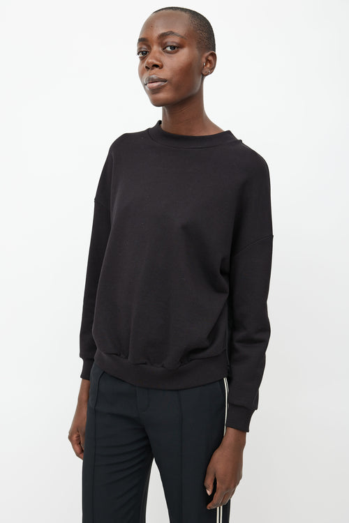 Dries Van Noten Black Satin Panelled Crewneck