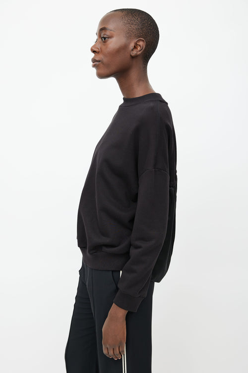 Dries Van Noten Black Satin Panelled Crewneck