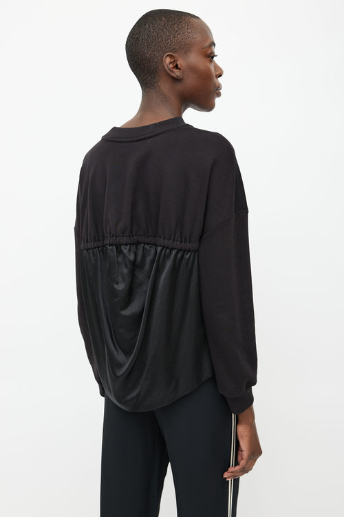 Dries Van Noten Black Satin Panelled Crewneck