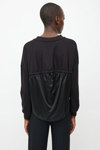 Dries Van Noten Black Satin Panelled Crewneck