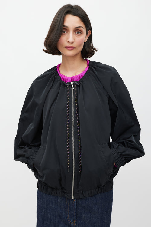 Dries Van Noten Black Silk Cord Drawstring Neck Jacket