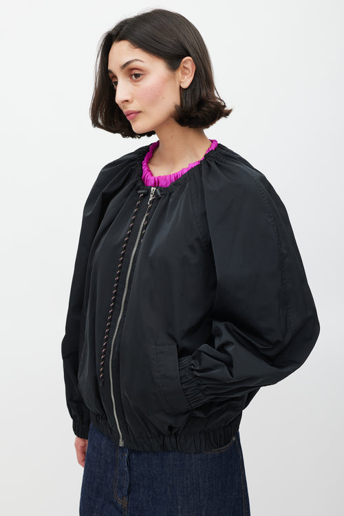 Dries Van Noten Black Silk Cord Drawstring Neck Jacket