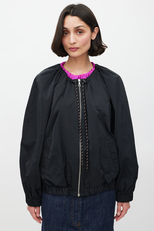 Dries Van Noten Black Silk Cord Drawstring Neck Jacket