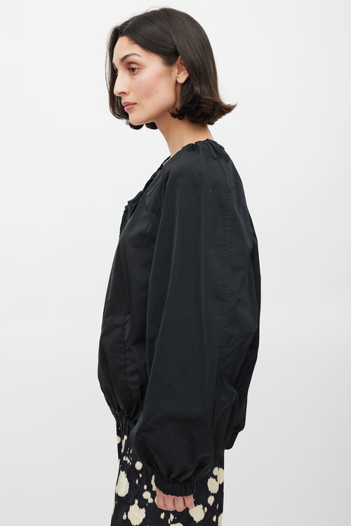 Dries Van Noten Black Silk Ribbon Drawstring Neck Jacket