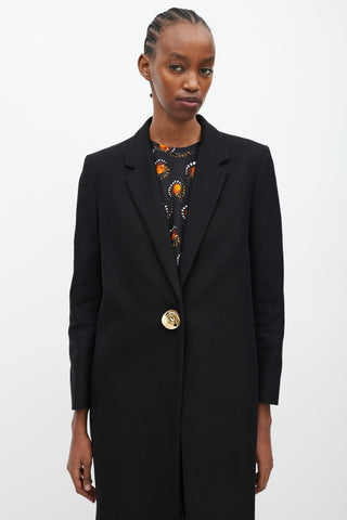 Dries Van Noten Black Mid Length One Button Coat