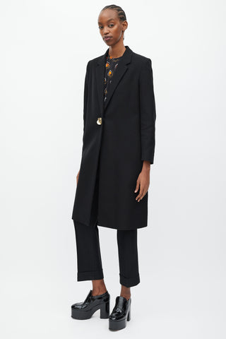 Dries Van Noten Black Mid Length One Button Coat