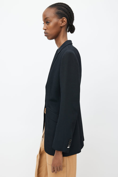 Dries Van Noten Black Textured Cut Out Blazer