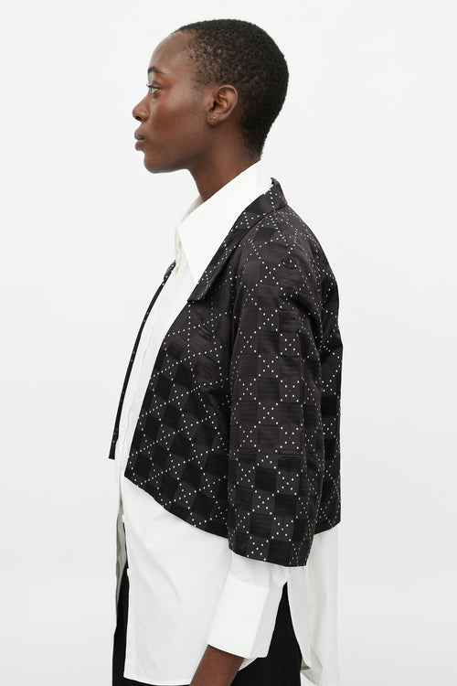 Dries Van Noten Black 
White Checkered Jacket