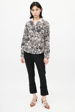 Dries Van Noten Black 
White Floral Shirt