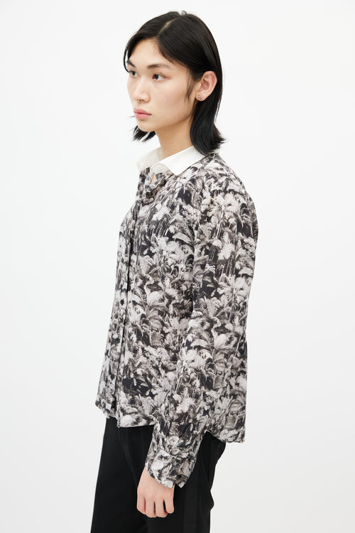 Dries Van Noten Black 
White Floral Shirt