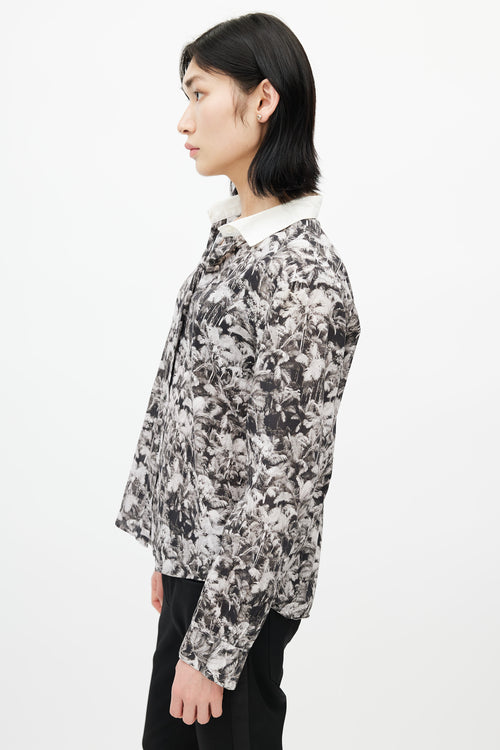 Dries Van Noten Black 
White Floral Shirt