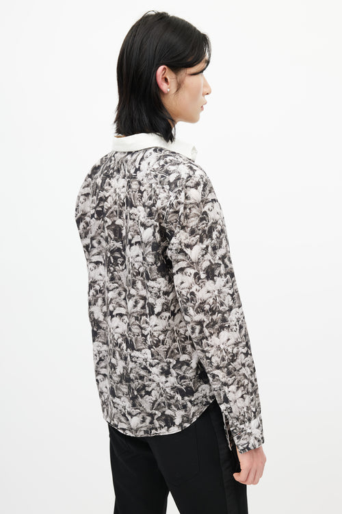 Dries Van Noten Black 
White Floral Shirt